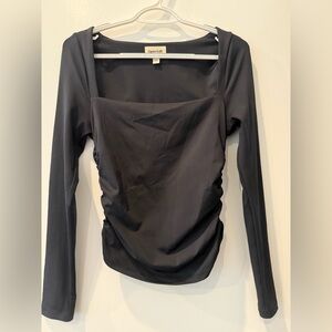 Open Edit Women's Elegant Black Long Sleeve Top
